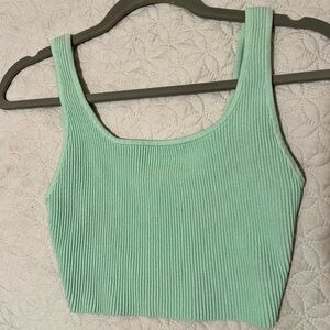Aritzia Babaton Mint Green Ribbed Tank Top